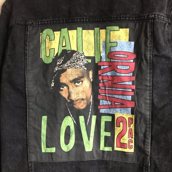 Tupac 2Pac California Love Cotton On Black Dark Denim Jacket - Unisex Small - Picture 6 of 9